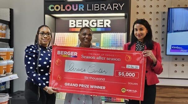 Grace Carter Wins $10,000 in Cash and Vouchers in Berger Paints Barbados Christmas Promotion